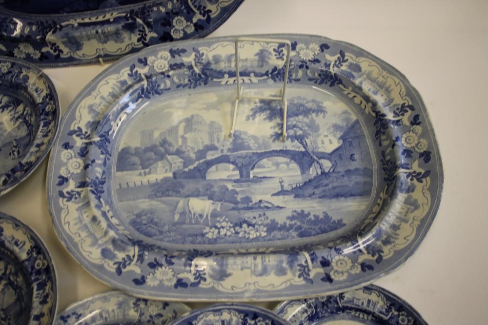 BEAUTIES OF ENGLAND BLUE AND WHITE PRINTED EARTHENWARE- comprising a pair of soup plates Image