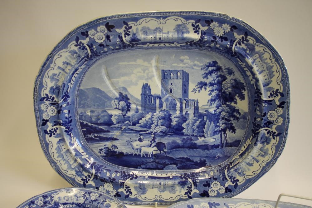BEAUTIES OF ENGLAND BLUE AND WHITE PRINTED EARTHENWARE- comprising a pair of soup plates Image