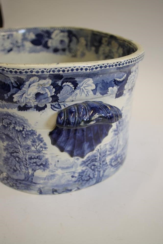 YORKSHIRE INTEREST BLUE AND WHITE PRINTED EARTHENWARE- A "Fountain Abbey" (sic) footbath of rounded Image