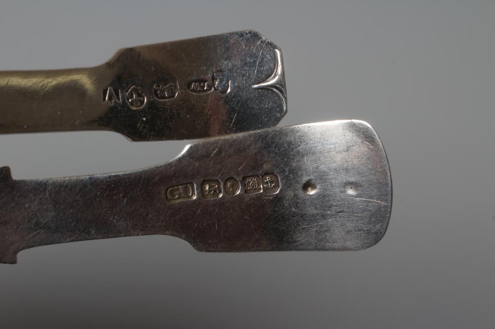 TWO VICTORIAN SILVER FIDDLE PATTERN CADDY SPOONS by George Unite Image