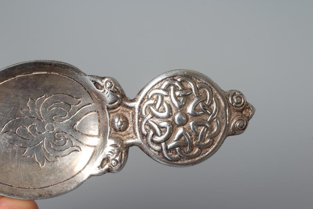 A SCOTTISH SILVER IONA CADDY SPOON by Highland Home Industries, Edinburgh 1938, with Celtic knot Image