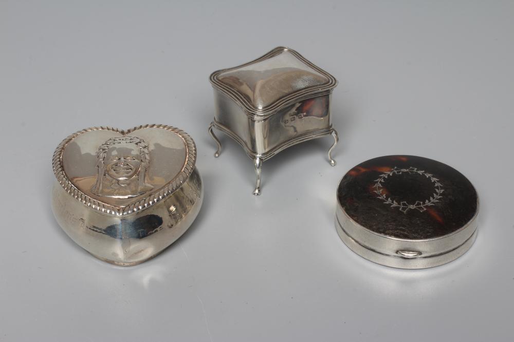 A LATE VICTORIAN SILVER HEART SHAPED BOX by Walker & Hall Image