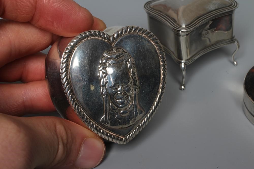 A LATE VICTORIAN SILVER HEART SHAPED BOX by Walker & Hall Image