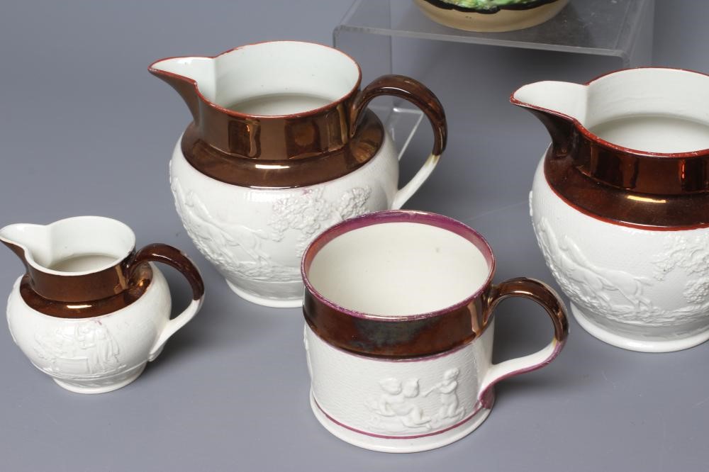 A PAIR OF ENOCH WOOD DRABWARE CACHE-POTS AND A MATCHING STAND Image