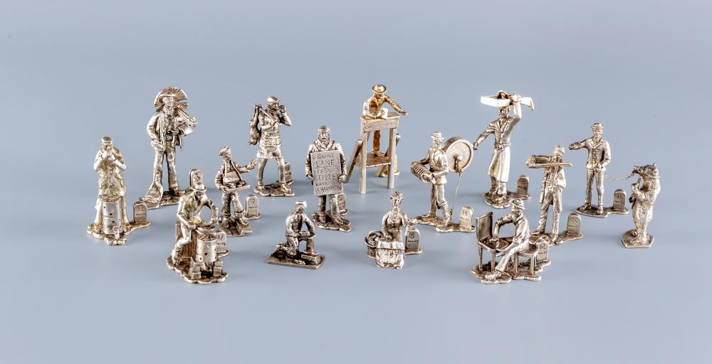 A SET OF FOURTEEN SILVER FIGURAL CRIES OF LONDON PLACE CARDS by Thomas Charles Jarvis Image