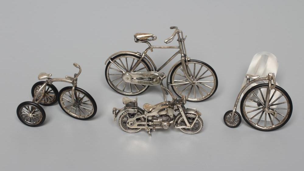 A MODERN SILVER MINIATURE MODEL PENNYFARTHING Image