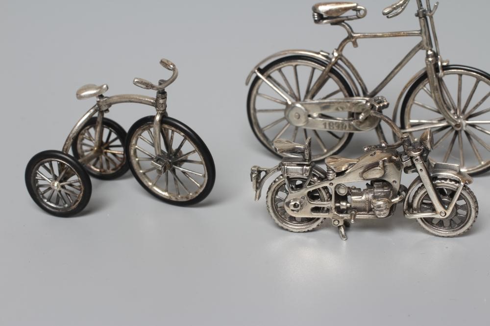 A MODERN SILVER MINIATURE MODEL PENNYFARTHING Image