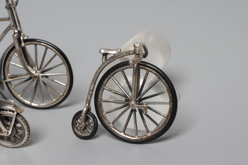 A MODERN SILVER MINIATURE MODEL PENNYFARTHING Image