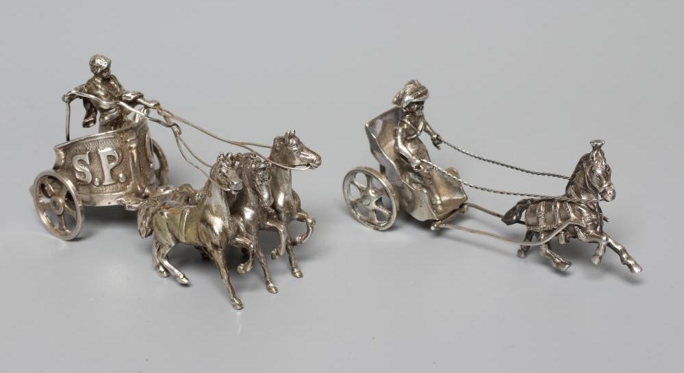 A FRENCH WHITE METAL CHARIOT Image