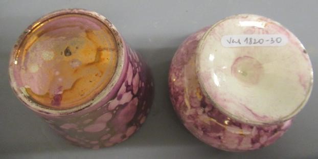 A COLLECTION OF PINK SPLASH LUSTRE POTTERY Image