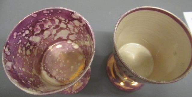 A COLLECTION OF PINK SPLASH LUSTRE POTTERY Image