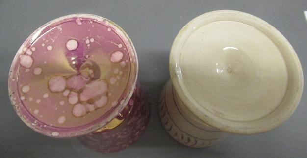 A COLLECTION OF PINK SPLASH LUSTRE POTTERY Image