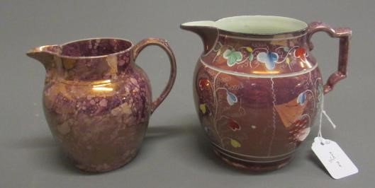 A COLLECTION OF PINK SPLASH LUSTRE POTTERY Image