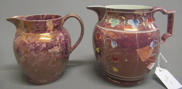A COLLECTION OF PINK SPLASH LUSTRE POTTERY Image