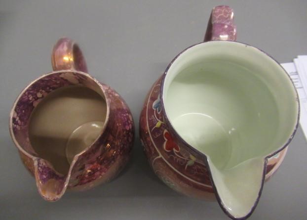 A COLLECTION OF PINK SPLASH LUSTRE POTTERY Image