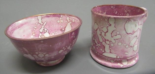 A COLLECTION OF PINK SPLASH LUSTRE POTTERY Image