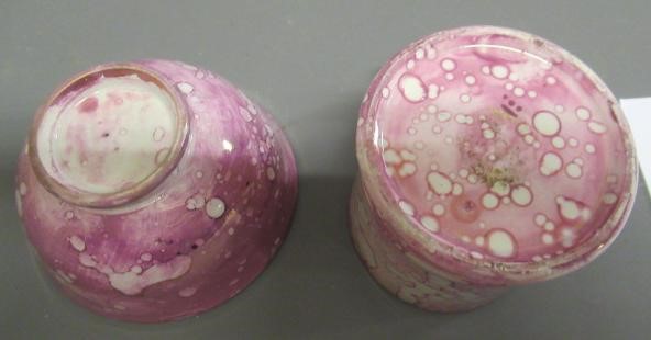A COLLECTION OF PINK SPLASH LUSTRE POTTERY Image