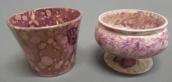 A COLLECTION OF PINK SPLASH LUSTRE POTTERY Image