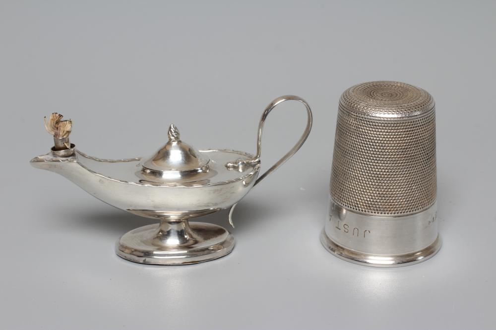 AN ELIZABETH II NOVELTY SILVER THIMBLE TOT by Charles Horner Image