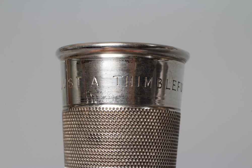AN ELIZABETH II NOVELTY SILVER THIMBLE TOT by Charles Horner Image