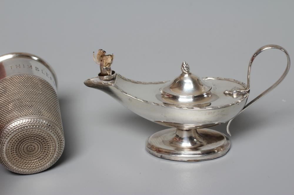 AN ELIZABETH II NOVELTY SILVER THIMBLE TOT by Charles Horner Image