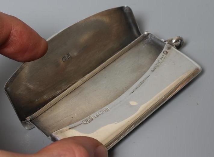 OF PHILATELIC INTEREST - A GEORGE V SILVER AND ENAMEL ENVELOPE STAMP CASE by Mappin & Webb Image