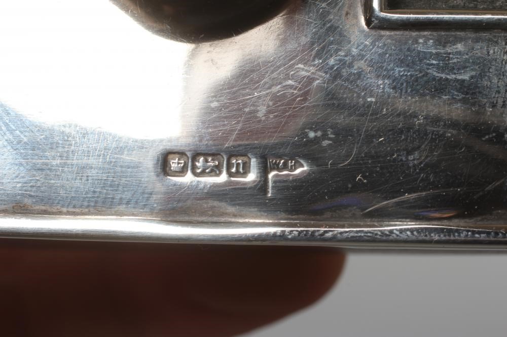 OF PHILATELIC INTEREST - AN EDWARDIAN SILVER ROCKER BLOTTER by Walker & Hall, of oblong form with Image