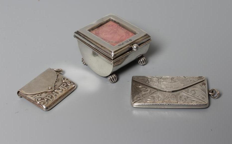 OF PHILATELIC INTEREST - A LATE VICTORIAN SILVER STAMP BOX by Grey & Co. Image