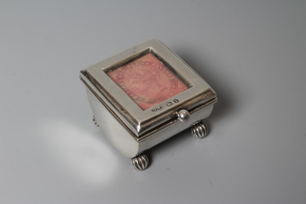 OF PHILATELIC INTEREST - A LATE VICTORIAN SILVER STAMP BOX by Grey & Co. Image