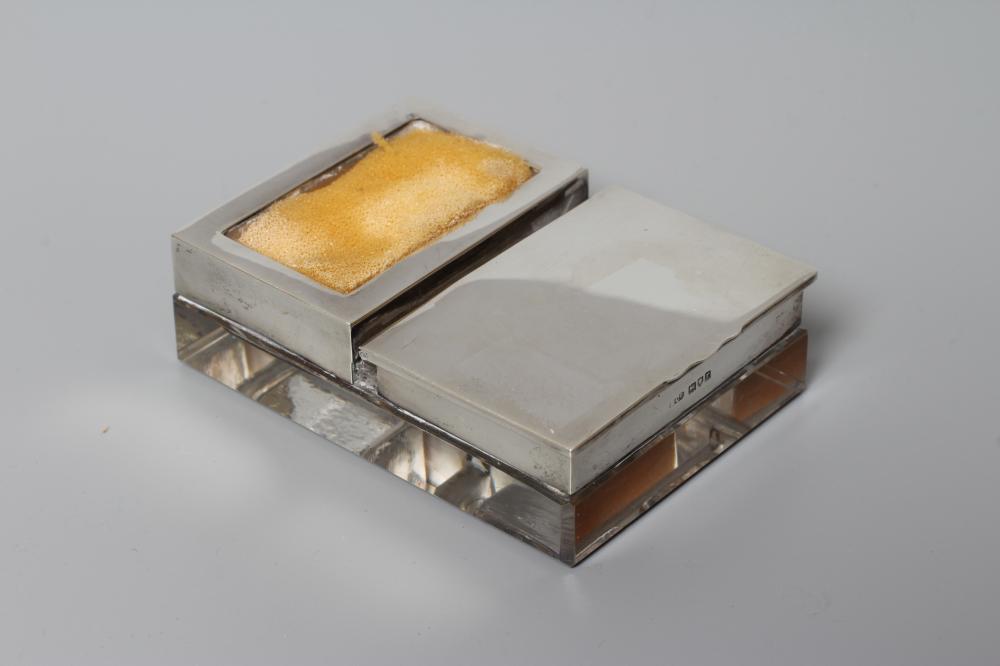 OF PHILATELIC INTEREST - A GEORGE V SILVER MOUNTED GLASS STAMP BOX by Stuart Clifford & Co. Image