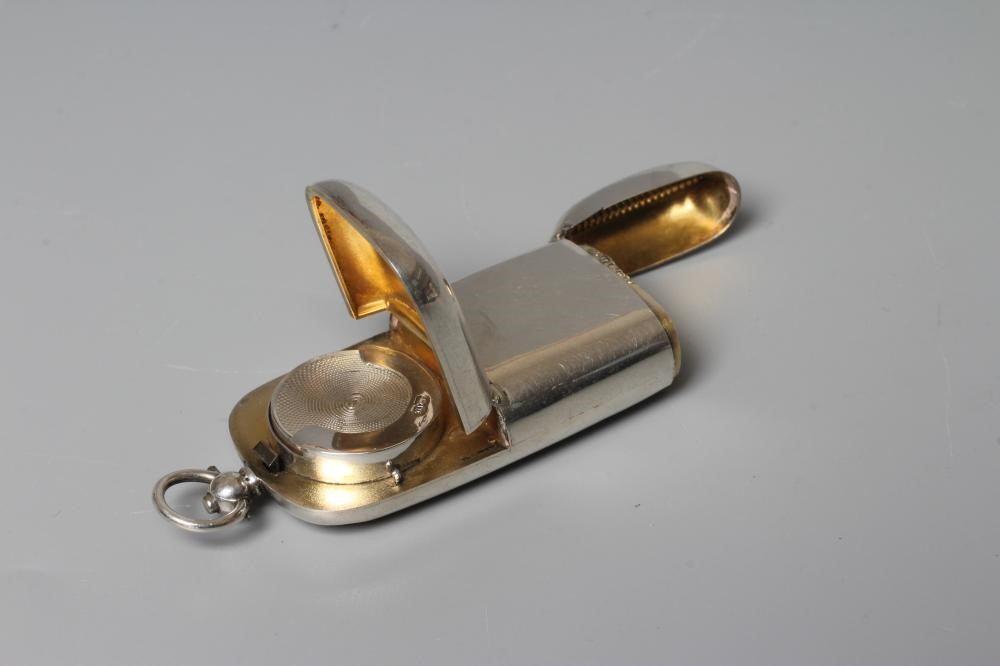 A LATE VICTORIAN SILVER VESTA AND COMBINED SOVEREIGN HOLDER, maker's mark JMM, Birmingham 1894, of Image