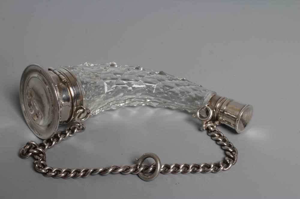 A THOMAS WEBB CREAM OPALINE GLASS SCENT FLASK of conical form with gilded flowers in the style of Image