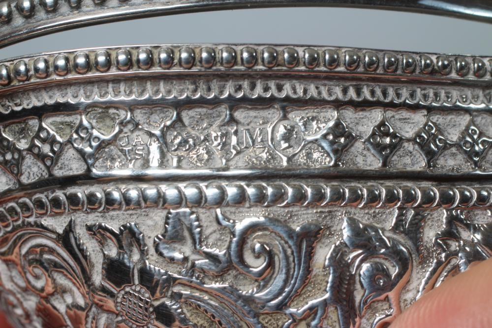 A VICTORIAN SILVER OVAL SUGAR BASKET by John Aldwinckle & Thomas Slater Image