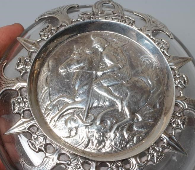 A LATE VICTORIAN SILVER MOUNTED INKWELL by Charles Stuart Harris Image