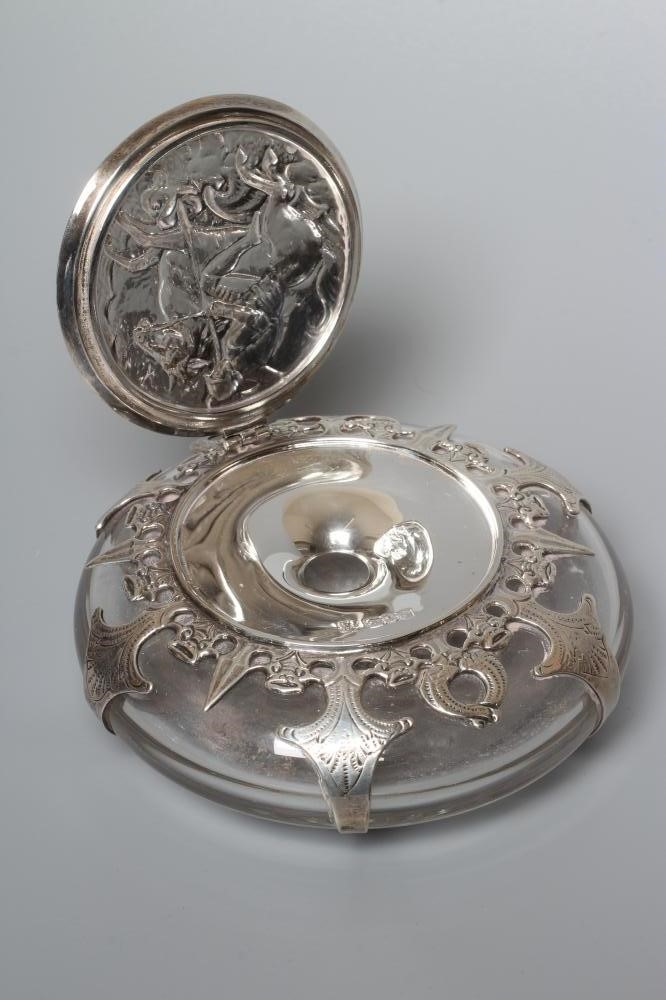 A LATE VICTORIAN SILVER MOUNTED INKWELL by Charles Stuart Harris Image