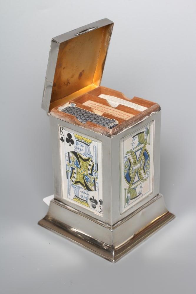 A GEORGE VI SILVER PLAYING CARDS BOX by S Blanckensee & Son Ltd. Image