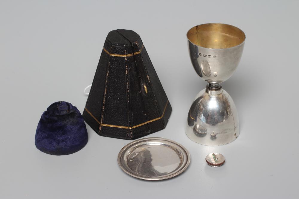 A VICTORIAN SILVER TRAVELLING COMMUNION SET by Hilliard & Thomason Image
