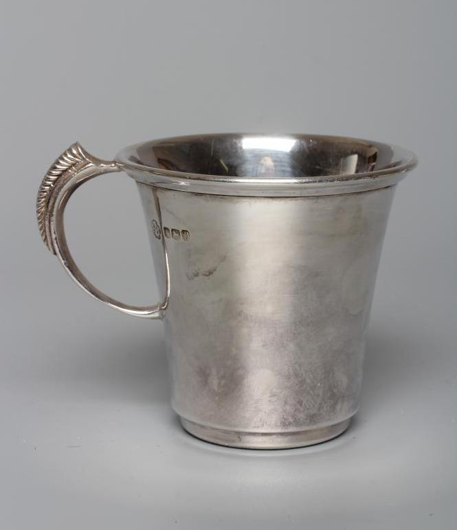 AN ELIZABETH II SILVER CHRISTENING CUP by Pinder Bros., Sheffield 1971, of flared cylindrical form Image