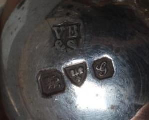 A PAIR OF EDWARDIAN SILVER NOVELTY GOLF BALL SALTS by Vale Brothers & Sermon Image