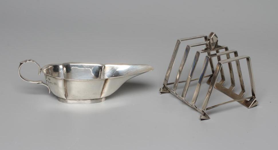 AN ART DECO SILVER BUTTER BOAT by Williams Ltd. Image