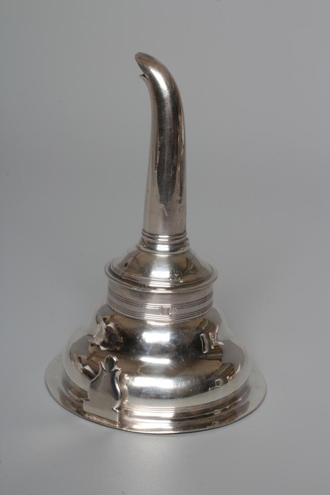 A GEORGE III SILVER WINE FUNNEL by Joseph W Yatt, London 1793, of plain ogee form with applied Image