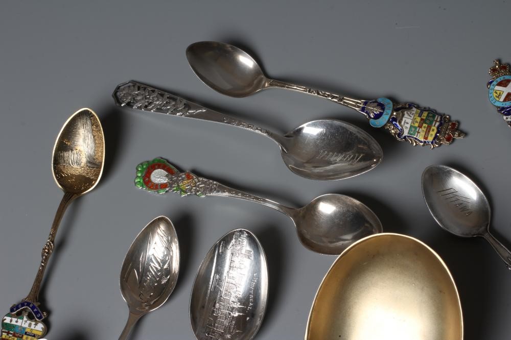 A COLLECTION OF CANADIAN SILVER AND ENAMEL SOUVENIR SPOONS including a set of six teaspoons and a Image