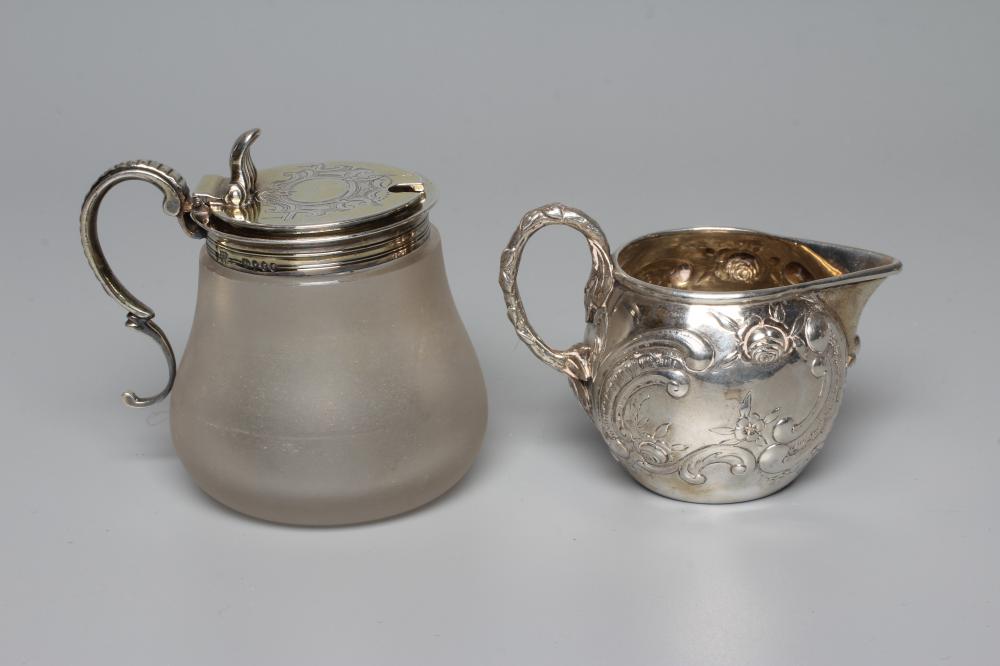 A MID VICTORIAN SILVER MOUNTED GLASS MUSTARD by Charles & George Fox Image