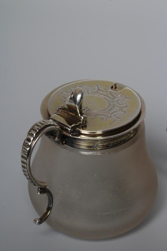 A MID VICTORIAN SILVER MOUNTED GLASS MUSTARD by Charles & George Fox Image