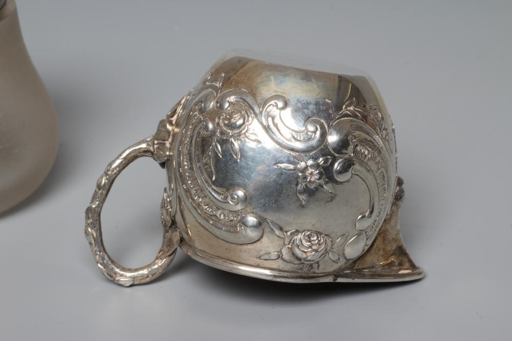 A MID VICTORIAN SILVER MOUNTED GLASS MUSTARD by Charles & George Fox Image