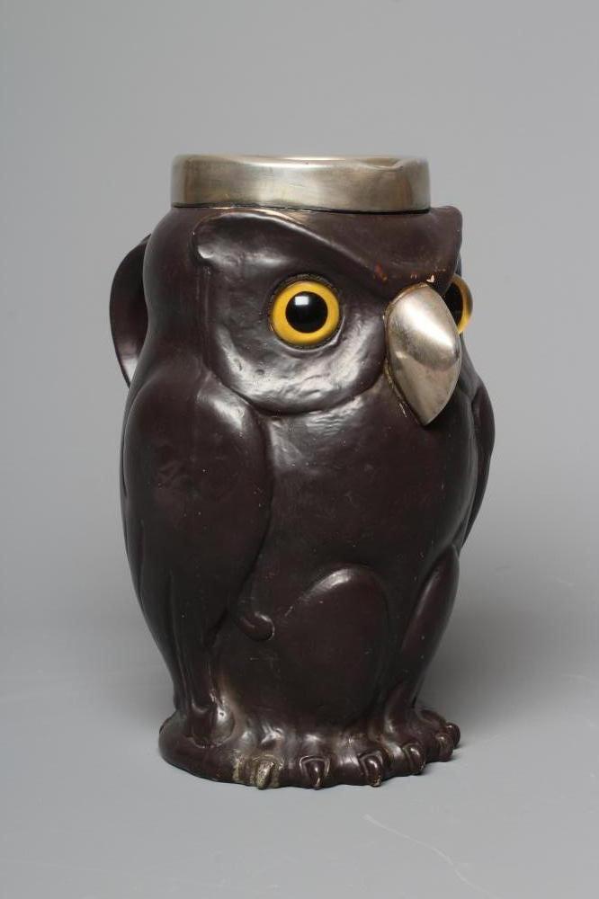 A LATE VICTORIAN DOULTON LAMBETH STONEWARE OWL ALE JUG Image