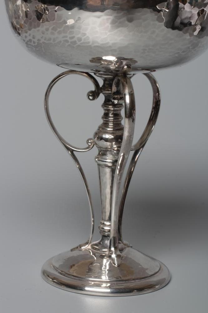 AN ARTS AND CRAFTS SILVER PEDESTAL SWEETMEAT BOWL by James Dixon & Sons Ltd. Image
