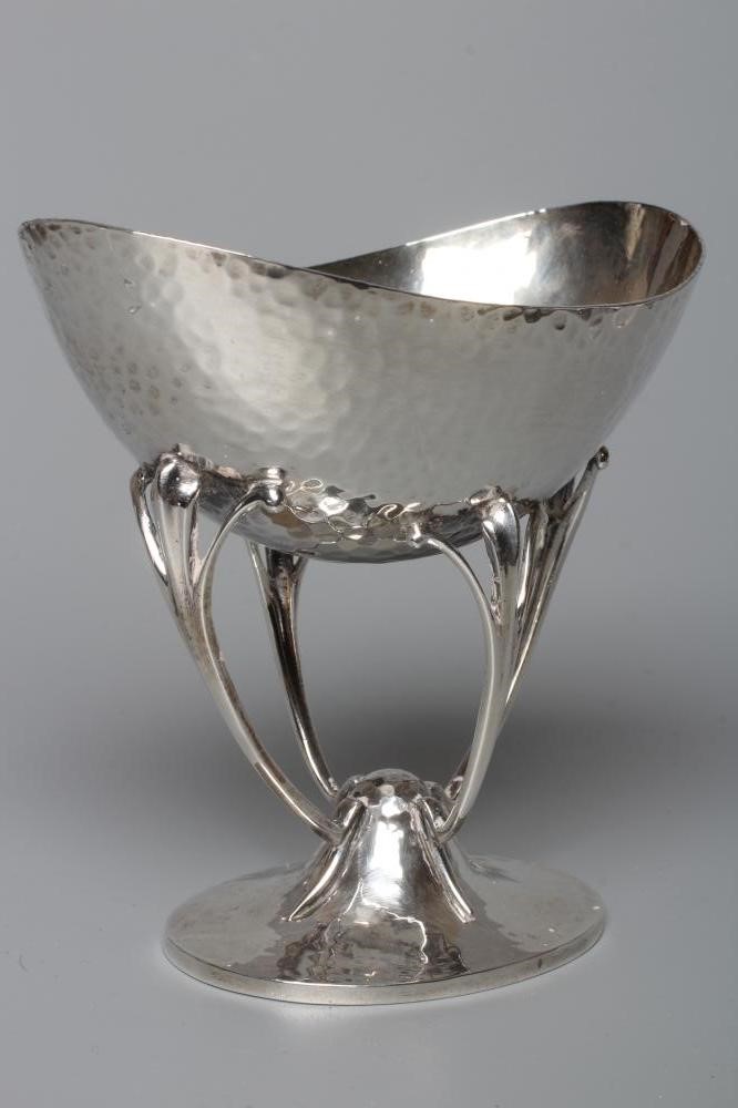 A SCOTTISH ARTS AND CRAFTS SILVER PEDESTAL SWEETMEAT BOWL by Hamilton & Inches Image