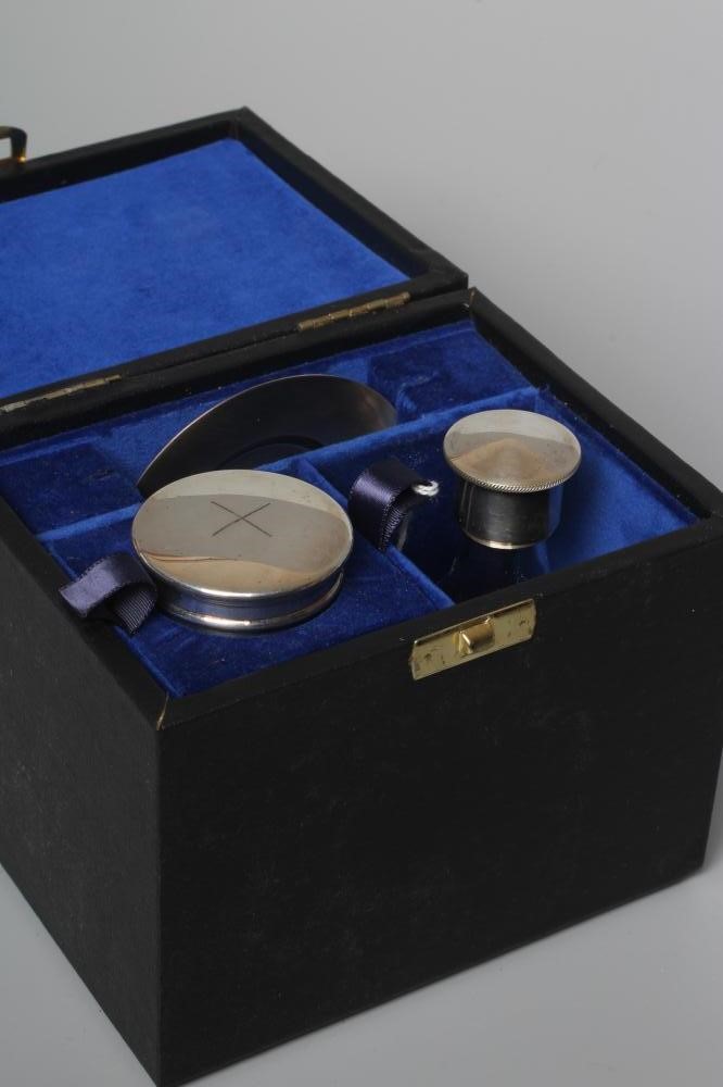 AN ELIZABETH II SILVER TRAVELLING COMMUNION SET by Henwood Decorative Metal Studios Image
