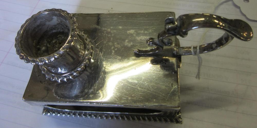 A LATE VICTORIAN SILVER 'GO TO BED' by George Unite, Birmingham 1898, the oblong base with gadrooned Image